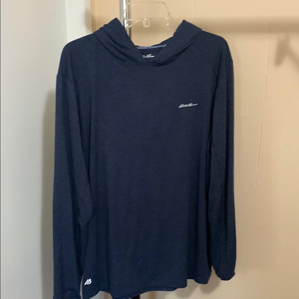 Eddie Bauer Navy Blue Lightweight Hoodie Shirt